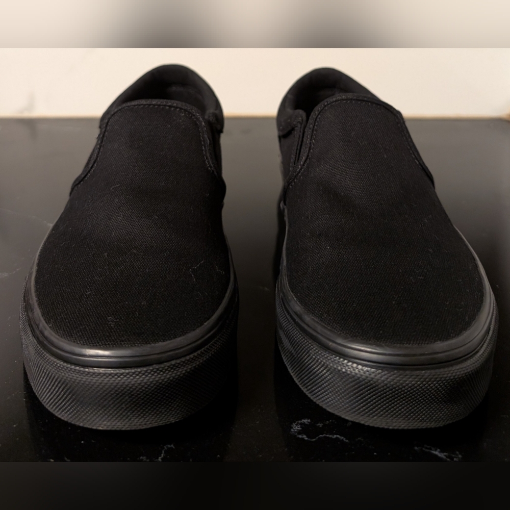 Vans® Asher Men's Black Slip-On Sneakers Size 7.5 Like New - Picture 4 of 10